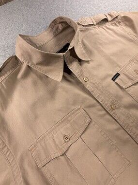 Rocawear Tan Military-Style Short Sleeve Button-UP - Size 2XL